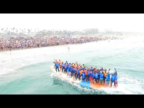 World’s Largest Surfboard Makes Waves in Huntington Beach